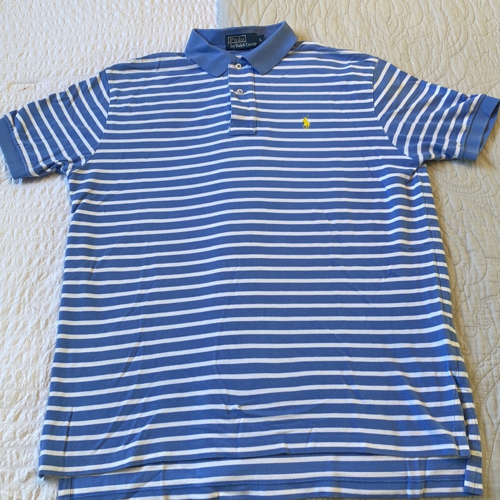 Polo by Ralph Lauren- blue/ white stripes. Size Large👕